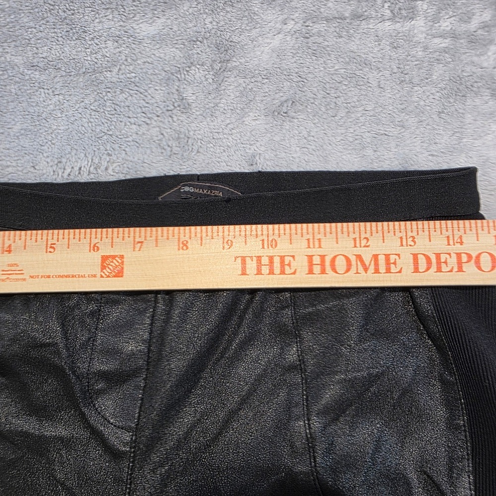 BCBGMAXAZRIA‎ Women Small Black Leggings Faux Leather Ribbed Panel Moto - Picture 7 of 10